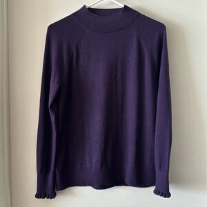 NWOT Loft Mock Neck Scalloped Detail Sweater
